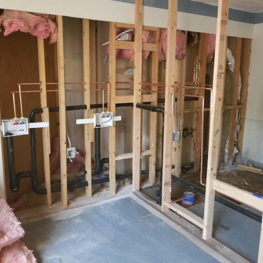 Copper pipe rough-in and plumbing installation in Columbia